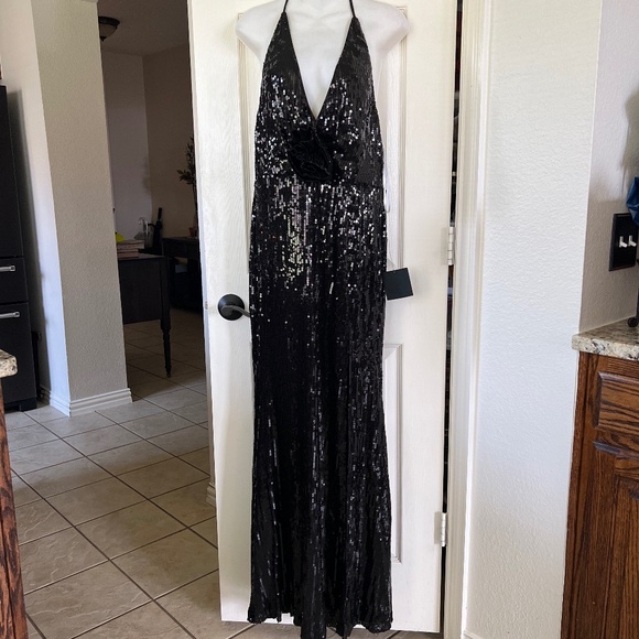 Lulus Black Sequin Rosette Halter - Picture 5 of 13